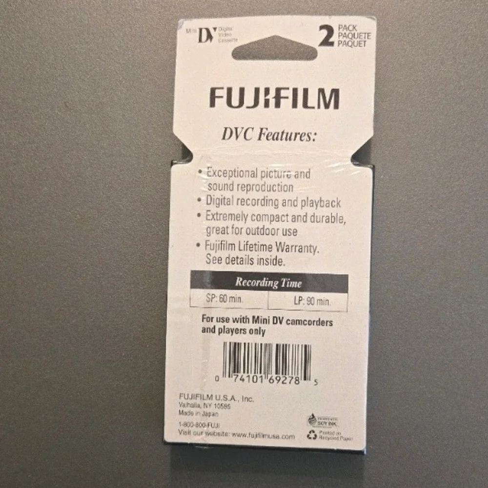 Fujifilm DVC Mini DV Digital Video Tapes 60 Min 2-Pack Sealed New